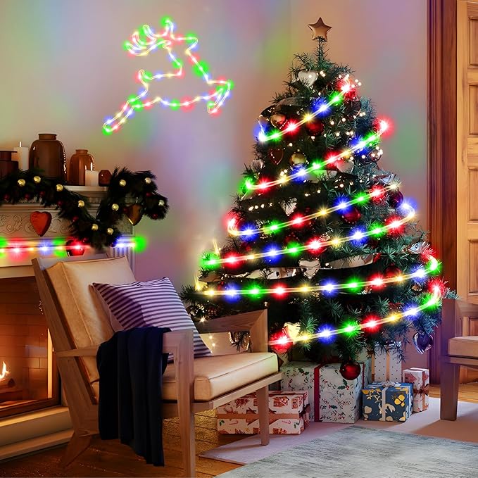 KNONEW 164FT 1000LED Rope Lights for Outside,Outdoor String Lights Waterproof 8 Modes Clear Tube Light for Indoor,Bedroom,Wedding,Garden,Patio,Christmas,Tree,Rv,Holiday Decoration(Multicolor)