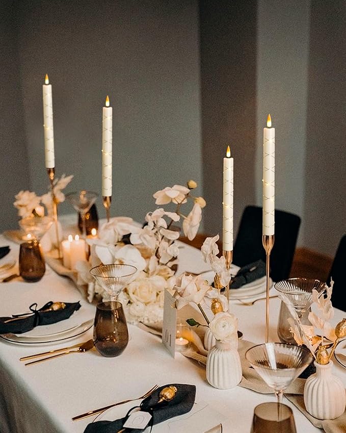 Da by 6 Flameless Window Candles with Remote Control & Timer, Surround String Lights, Battery Powered, 9.6" Christmas Candles, Free 6 Black Bases for Home Décor
