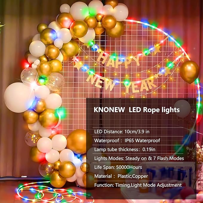 KNONEW 328FT 1000LED Rope Lights for Outside,Outdoor String Lights Waterproof 8 Modes Clear Tube Light for Indoor,Bedroom,Wedding,Garden,Patio,Christmas,Tree,Rv,Holiday Decoration(Multicolor)