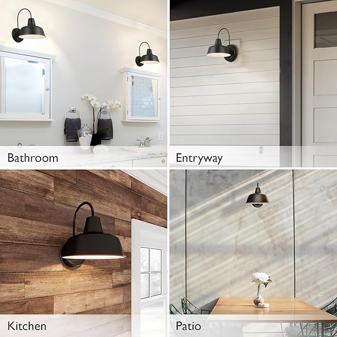 Mason Barn Light 1 Indoor/Outdoor Wall Mount Modern Industrial Farmhouse Design House Light for Patio, Garage, Bathroom, Office, Kitchen, 8 inch, Oil Rubbed Bronze, 519504