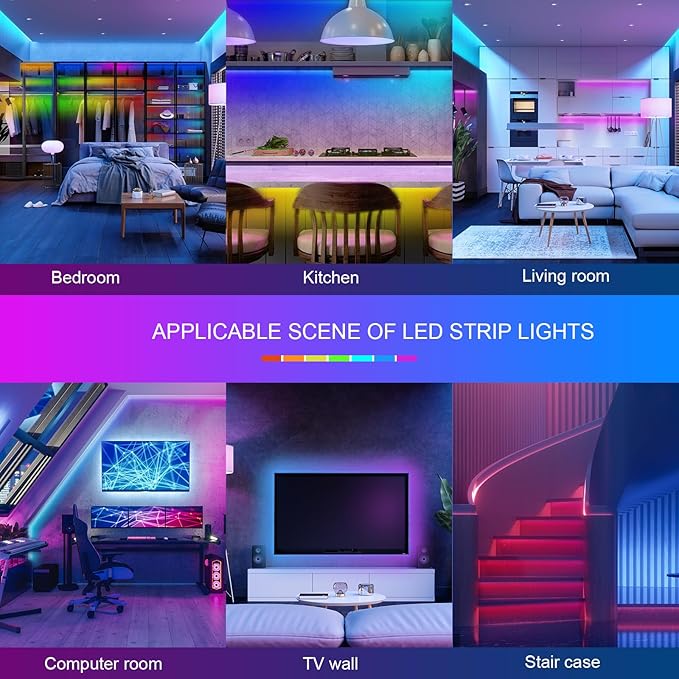 150ft Led Lights For Bedroom (2 Rolls of 75ft), Led Strip Lights Music Sync Color Changing, Led Light Strip With Remote & App Control Rgb Strip, Led Lights For Room Dorm Home Classroom Ceiling Decor