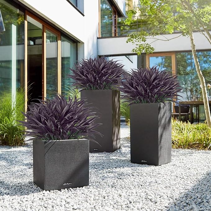 Ouddy Decor 20 Pcs Fake Outdoor Plants Artificial Grass Greenery Stems Faux Plastic Plants UV Resistant for Fall Halloween Indoor Outside Garden Hanging Planter Porch Home Decor, Black Purple