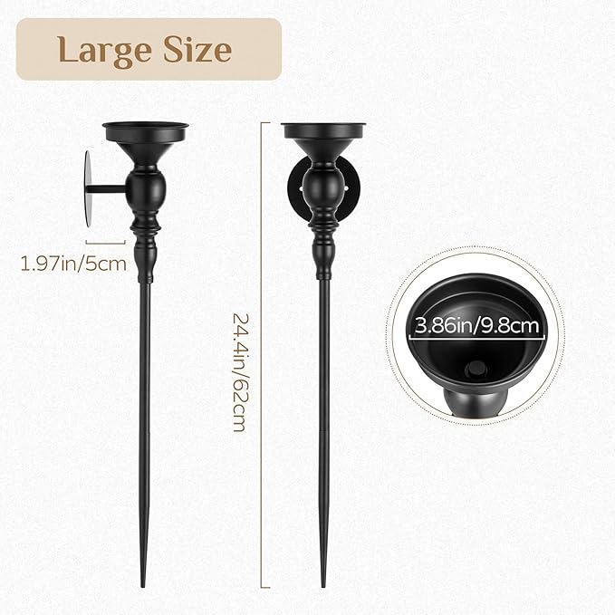 Black Wall Candle Holder Decor - 24.4 Inch Long Metal Gothic Wall Art Decor for Halloween Bedroom Living Room - Candle Sconces Set of 2 for Porch Hallway Entryway Beside TV