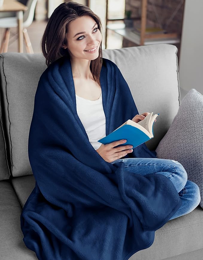 Utopia Bedding Fleece Blanket Throw Size Navy 300GSM Luxury Anti-Static Fuzzy Soft Microfiber Blanket for Couch, Sofa and Bed (60x50 Inch)