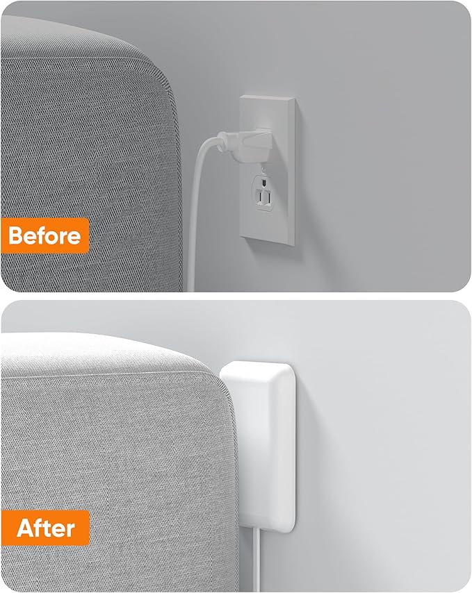 Flat Outlet Extender with Cover, Flat Plug Power Strip with 6 AC Outlets, 2000 Joules Surge Protector, 5FT Flat Extension Cord, Home Office Travel Dorm Room Essentials