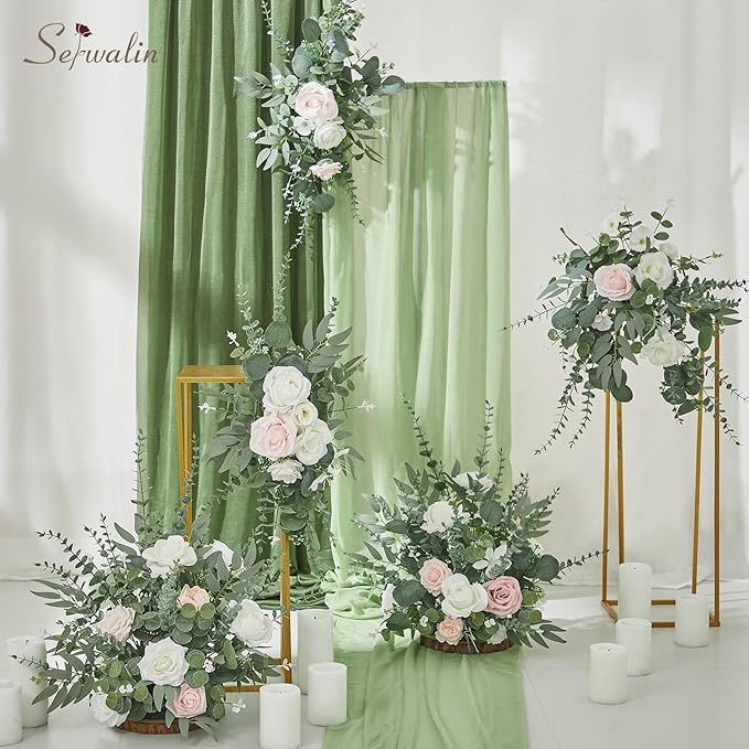 Serwalin 300 pcs Artificial Mixed Eucalyptus Leaves Stems Bulk, 4 Kinds Silver Dollar Eucalyptus Leaves Picks,Faux Greenery Stems Sprays for DIY Bouquets Floral Arrangement Home Decor