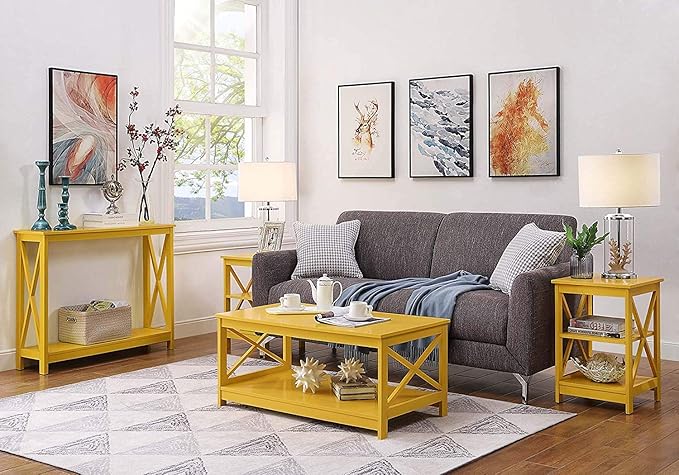 Convenience Concepts Oxford Console Table 39.5" - Sofa Table with Storage Shelf, Transitional Entryway Hall Table for Living Room and Bedroom, Display Foyer Table, Yellow