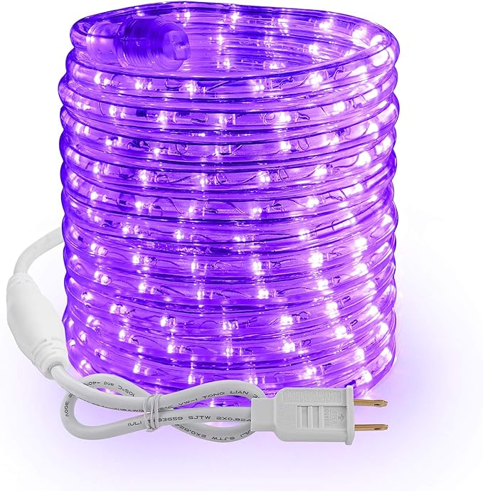 Brizled Purple Rope Lights, 18ft 216 LED Purple Halloween Lights, 120V Plugin Rope Light Connectable, Indoor Outdoor Halloween Light, Waterproof Holiday Lighting for Patio Xmas Deck Pool Camping Decor
