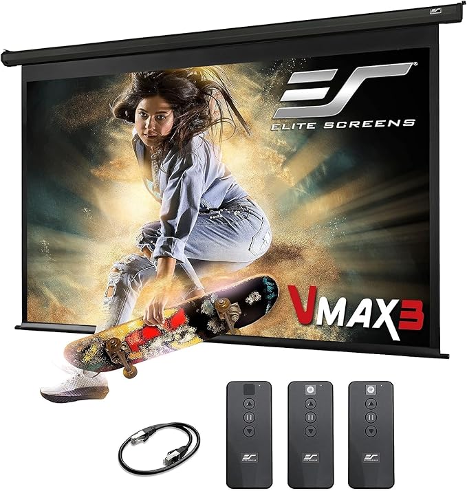 Elite Screens VMAX 3 Series, 135-INCH 16:9 Wall Ceiling Electric Motorized Drop Down Projection Projector Screen, VMAX135UWH3