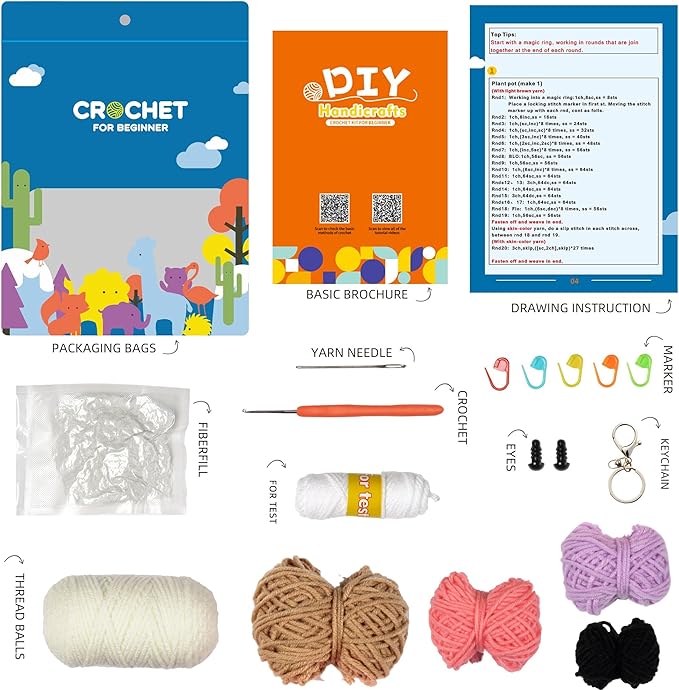 Wizardi Amigurumi DIY Crochet Kit - Dog F07N8-M52