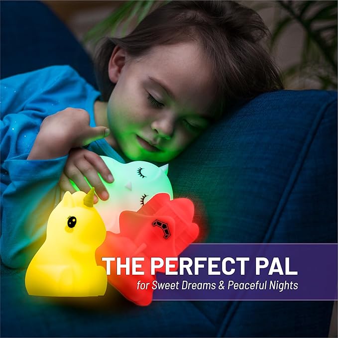 Lumipets Cute Unicorn Night Light for Kids - Rechargeable Battery, Perfect for Kids Room