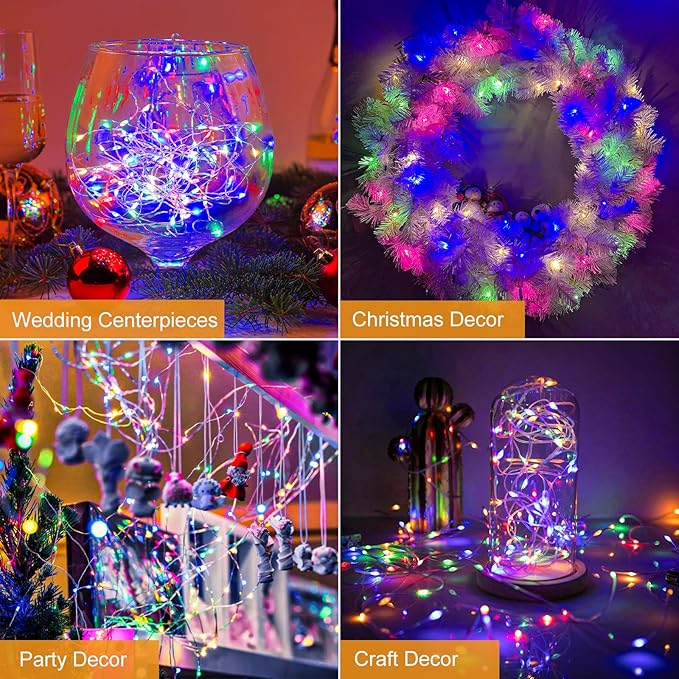 btfarm 18 Pack Fairy Lights Battery Operated [3 Modes], 7ft 20 Led Twinkle Lights String Lights Waterproof Bulk Small Mini Silver Wire for Mason Jars Vases Wedding Table Centerpiece, Multicolor