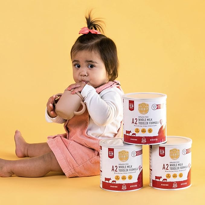 Serenity Kids 12+ Months Toddler Formula with Grass-Fed A2 Milk Powder - Organic Powdered Milk - Easy to Digest & Prebiotic Boost - DHA & ARA Support - 12.7 Oz, 6 Pack