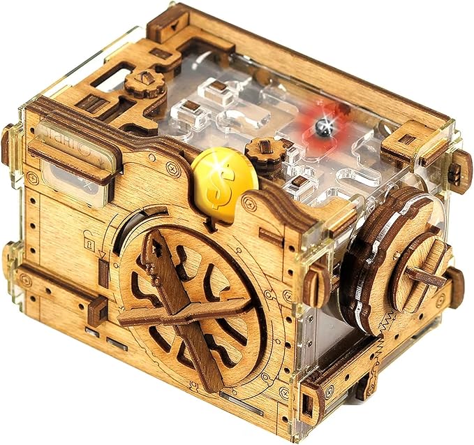 iDventure A-Maze-ing Safe - Marble Run Money Puzzle Box - Tricky Gift Packaging - 3D Puzzle for Adults - Escape Room Game - Brain Teaser - Birthday Gift Gadget for Men and Women - Treasure Box