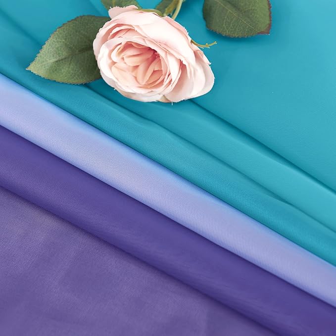 NICETOWN Lilac and Turquoise Ombre Voile Sheer Window Scarf, Wedding Decorations for Reception Decorative Bed Canopy for Gilrs Room/Kids Room, 2 Panels, W60 x L216