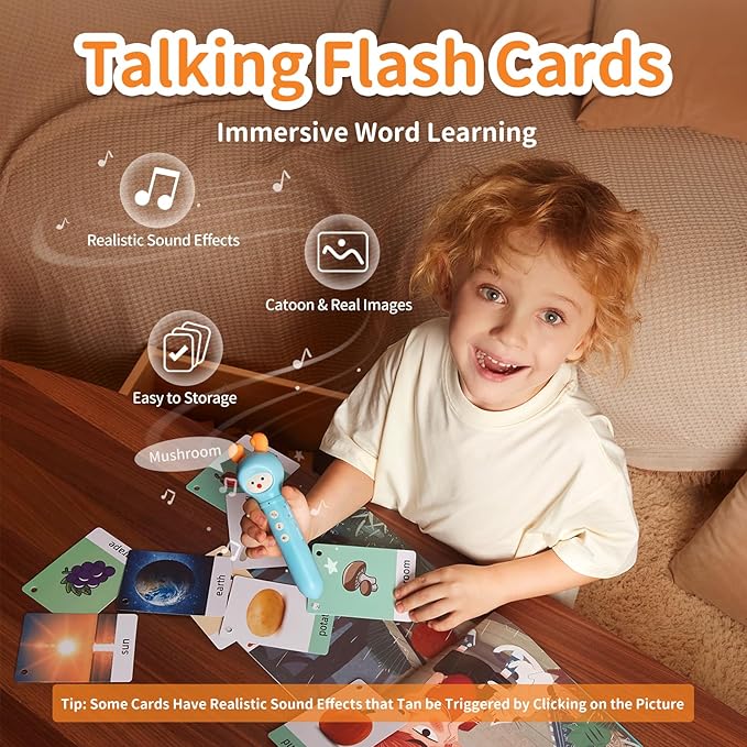 alilo Talking Pen Books Sets for Toddlers 2-6, Kids Learning Electronic Toys, Early Educational Gifts for Boys Girls, with 3 Interactive Audio Sound Books, 100 Talking Flash Cards, Alphabet