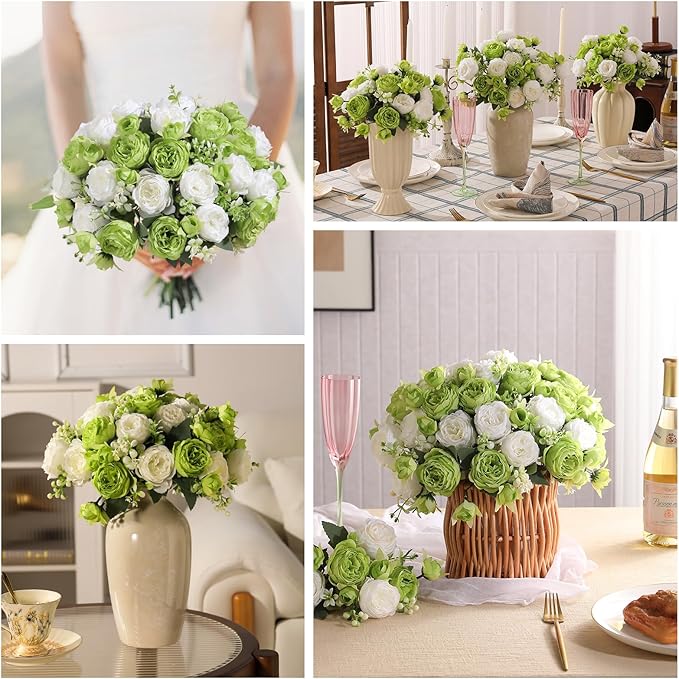 Luyue 8 Packs Peonies Artificial Flowers Faux Peony Bouquet Fake Peonies Flower for Vase Silk Peony Floral Arrangements for Table Centerpiece Wedding Decoration Indoor Home Decor