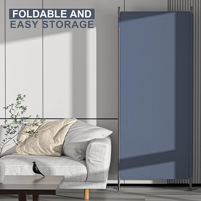 Room Divider Screen JAXPETY 6Ft Room Partition Wall Divider 88" W Folding Privacy Screens Indoor Room Partitions and Dividers Freestanding Room Separator for Office Hospital, Bluish Grey