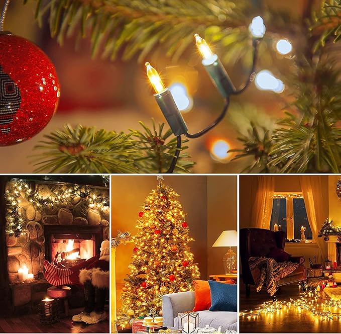 KOUQIYA Battery Operated Christmas Lights 2 Pack, 17ft 50 LED Mini String Light with Auto-Timer 8 Modes Waterproof (Warm White)
