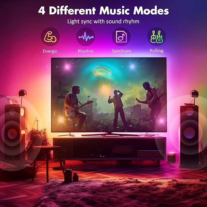 Maylit ICRGB TV LED Backlight, App Control Lights for 37-70in Monitor, Music Sync Color Changing Strip Lights for Home Decor, USB Powered Gaming Accessories for Bedroom Room Decor