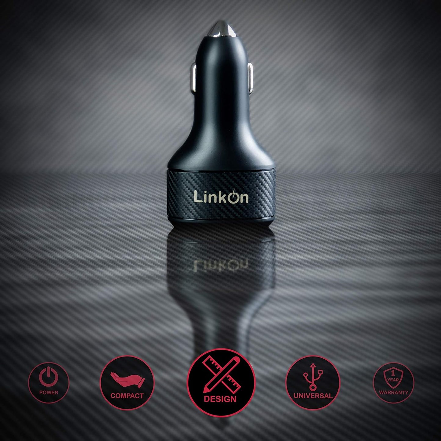 LinkOn 84W USB C Car Charger with 60W PD3.0 and 18W QC3.0 Ports, Compatible with MacBook, Dell XPS, Google Chromebook,