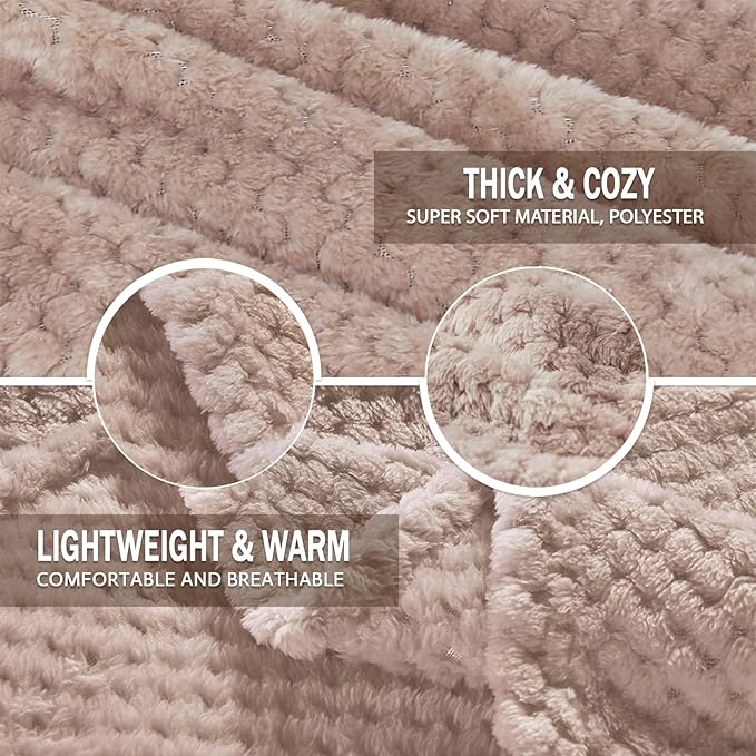 Exclusivo Mezcla Fleece Bed Blanket King Size, Super Soft and Warm Blankets for Couch, Sofa and Bed Waffle Textured, Cozy, Fuzzy and Lightweight (Camel, 90x104 Inches)