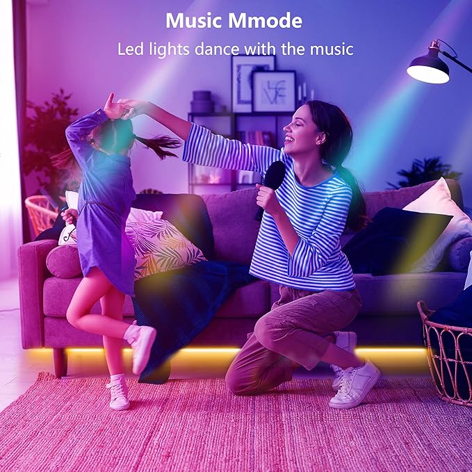 Led Lights for Bedroom 100ft (1 Rolls of 100ft) Music Sync Color Changing Led Strip Lights with 60 Key Remote and App Control RGB Led Light Strip for Home Party Room Decoration