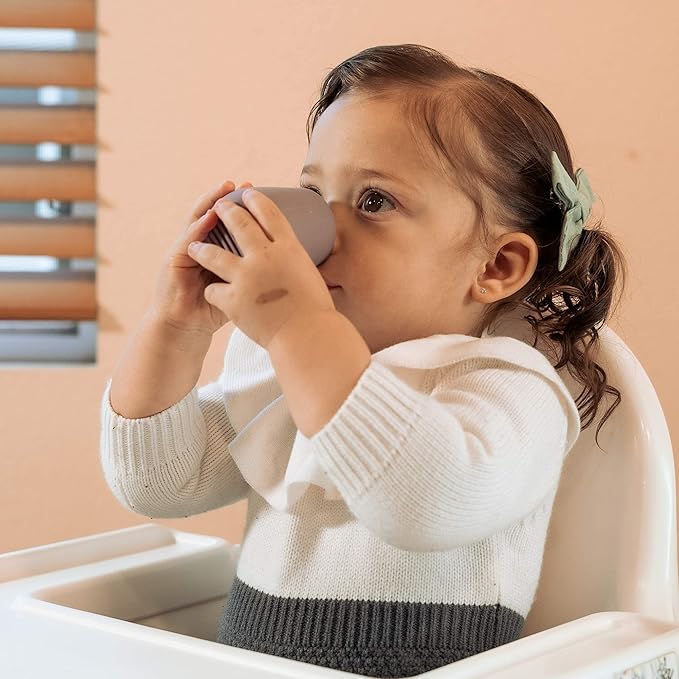 | Teenie Tiny™ Silicone Developmental Baby-Led Weaning Drinking Cups (2 pack) (Warm Taupe)