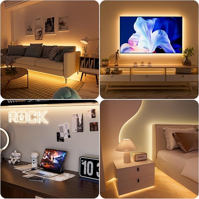 PAUTIX COB LED Strip Light 5V USB 6.56ft/2m 640LEDs 1200lm Dimmable LED Strip Light 3000K Warm White CRI90+ USB TV Backlight,Flexible Under Cabinet Tape Light for Bedroom,Kitchen,Home DIY Lighting