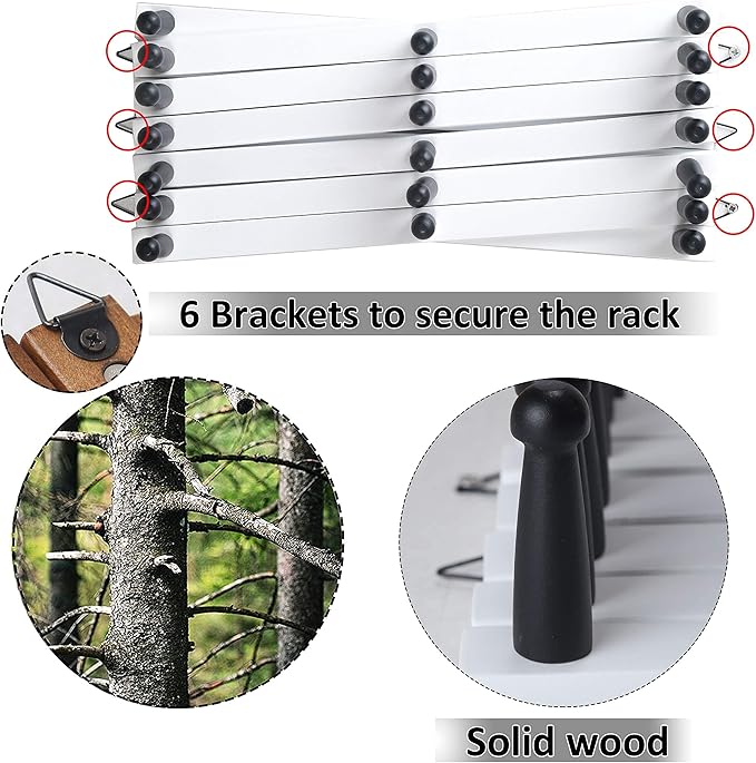 WEBI Accordion Wall Hanger,Expandable Wooden Coat Rack Wall Mounted,Accordion Hat Rack for Wall,Accordion Hook Rack for Hats,Caps,20 Pegs Hooks,Black on White