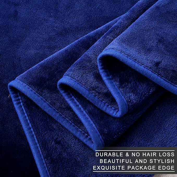 Polar Fleece Throw Blankets Travel Size for The Bed Extra Soft Brush Fabric Super Warm Sofa Throw Blanket 50" x 61"(Royal Blue Travel)