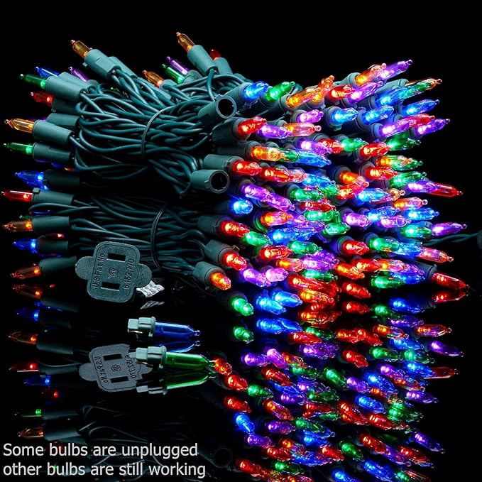 YULETIME 200 Count Multicolor LED Christmas Lights, 66 Feet Green Wire UL Certified Commercial Grade Holiday String Light Set (Multicolor)