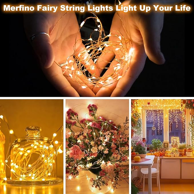 20 Pack Fairy Lights Battery Operated - 3 Speed Modes, 7Ft 20 LED String Twinkle Lights, Waterproof Copper Wire, Mini Firefly Light for Mason Jars Vases Christmas Decor, Warm White