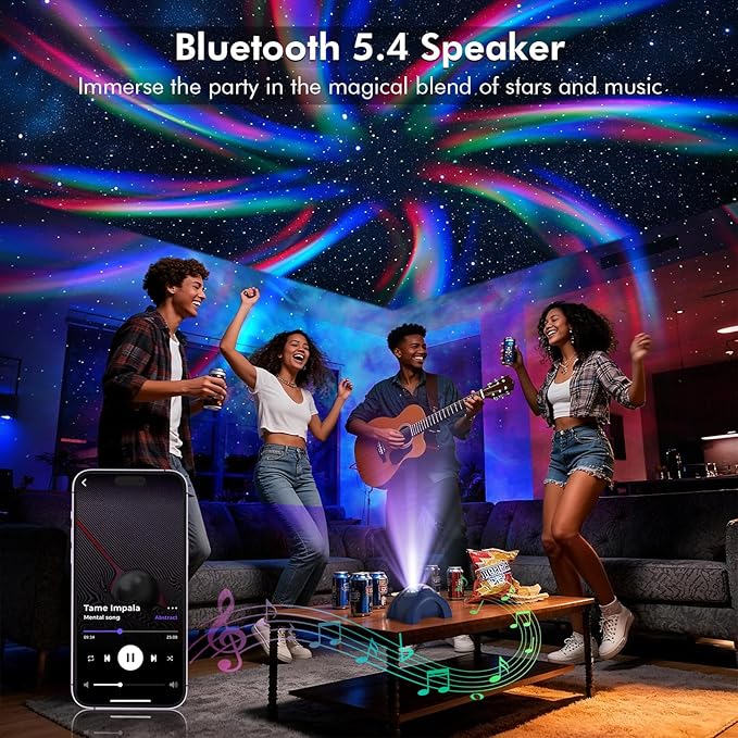 Rossetta Dual Galaxy Projector, Star Projector for Bedroom with Bluetooth Speaker & White Noise, Remote, Timer, Night Light for Kids Room Decor, Party, Birthday & Christmas Gifts for Adults Girls Boys
