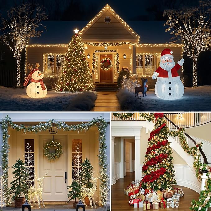 Decute 500LED 164FT Christmas Tree String Lights Green Wire Dimmable with Remote Control, UL Listed Plug in Fairy Starry Lights Decorative for Christmas Tree Party Wedding Indoor Outdoor Warm White