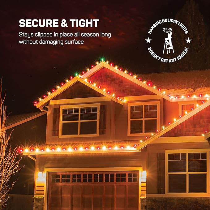 SEWANTA Christmas Light Clips - Set of 400 Mini Clips for Gutters and Shingles - Hanging Outdoor Lights - USA Made - No Tools Required