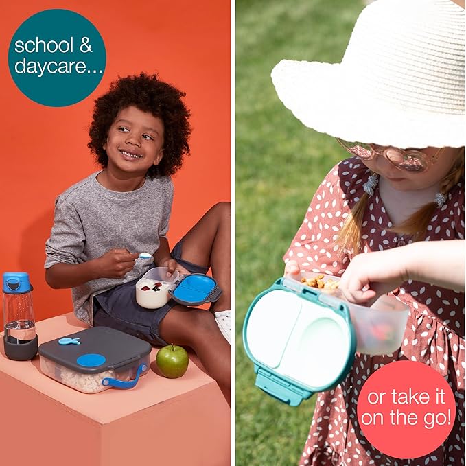 b.box Snack Containers for Kids, Toddler Snack Box Container, Reusable Small Bento Box for Lunch, School & Travel, Leak Proof, BPA free, Dishwasher Safe, Ages 4 months+ (Lemon Sherbet, 12oz capacity)