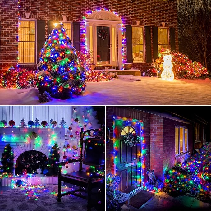 Brizled Multi Color Christmas Lights, 33ft 100 LED Christmas Tree Lights, 5mm Wide Angle Xmas Light, Connectable 120V UL Certified Xmas Light String for Tree Party Wedding Home Indoor Outdoor Decor