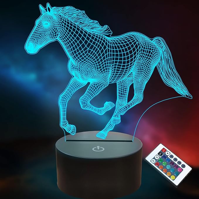 Horse Toys Night Light, Horse Stuff 16 Colors Changing Lamp with Remote Control, Horses Gifts for Girls' Room, Birthday, Holiday and Xmas Day