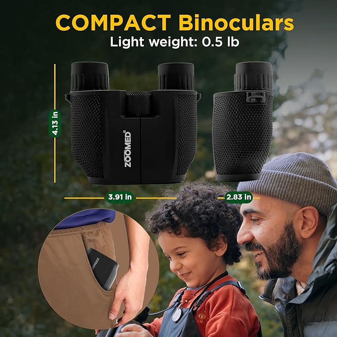 Compact Binoculars for Bird Watching 10x25, Binoculars for Kids and Adults, theather, Easy Focus, Outdoor Travel Sightseeing, Hiking, Small for Adults, Games, Sports, Travel, car Race.