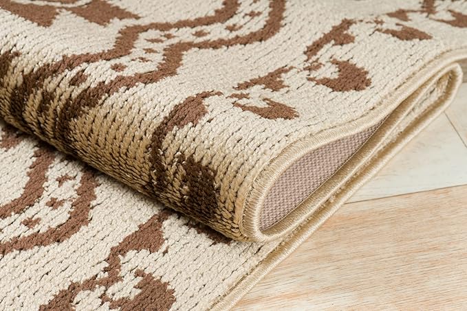 Custom Length Cut to Size Tribal Ethnic Southwestern Inspired Hallway Runner Rug, Non Slip Rubber Backed, 31 inch Wide X Customized Length, Aztec Beige, 31 inch X 27 feet