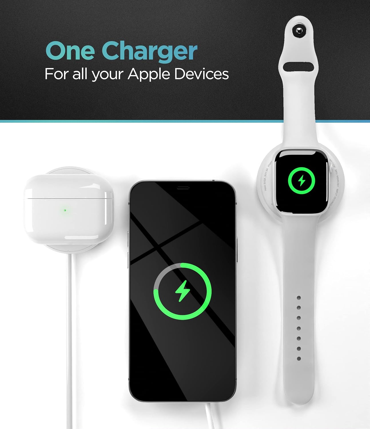 Galvanox 2-in-1 Charger for iPhone and Apple Watch Combo, Magnetic Dual Sided Charging Compatible with MagSafe