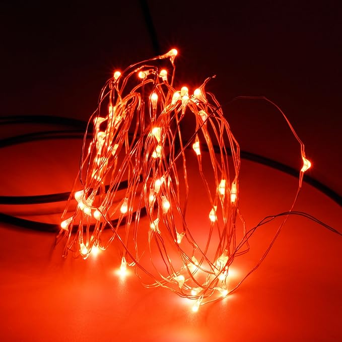 Karlling USB Plug in LED Fairy Lights,2 Packs of 50 LED Bulbs 16 Ft Silver Wire Waterproof Starry String Lights for Bedroom Patio Garden Party Wedding Commercial Lighting (Red)