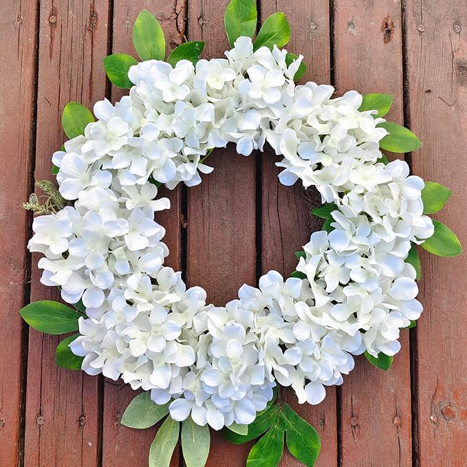White Hydrangea Artificial Flowers Bulk, 40 Pcs Faux Hydrangea Flowers Heads, Artificial Fake Silk Hydrangea Flowers with Stems, White Flowers Artificial for Decoration Wedding Décor