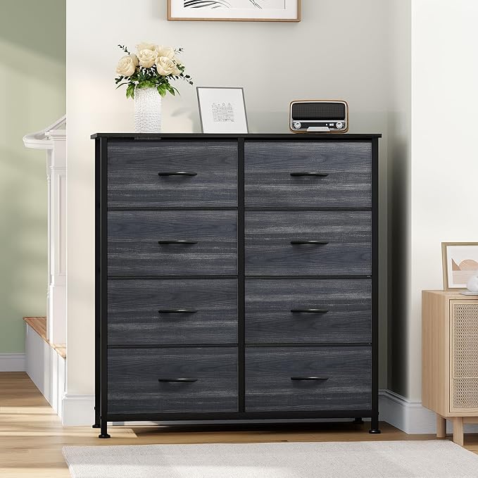 YITAHOME Dresser with 8 Drawers - Fabric Storage Tower, Organizer Unit for Bedroom, Hallway, Closets - Sturdy Steel Frame, Wooden Top & Easy Pull Fabric Bins