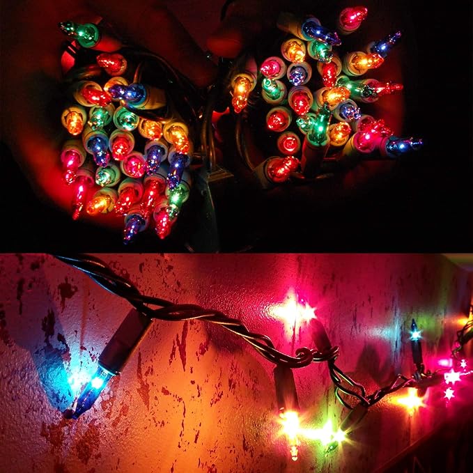 Christmas Lights Indoor Outdoor, 33FT 150 Lights Multicolor Christmas Tree Lights, 120V UL Certified Incandescent Mini String Light for Xmas Decoration, Holiday, Party, Home（No Twinkle Function）