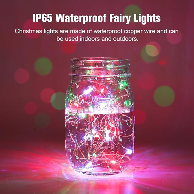 YJFWAL 12 Pack 10ft 30LED Timer Fairy Lights Battery Powered, Starry String Lights with 8 Modes Remote Waterproof Twinkle Lights for DIY, Bedroom, Wedding, Party, Patio, Christmas Decor (Xmas Color)