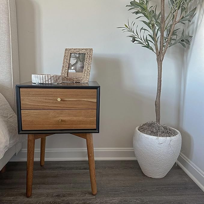 Nathan James Harper Modern Nightstand Side Accent or End Table with Storage Drawer, 1, Black/Brown