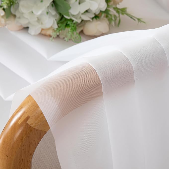 Aiyufneg White Sheer Curtains 36 inch Length Kitchen Tiers Short Voile Curtains/Drapes Solid Sheers Cafe Curtains Voile Bathroom Small Half Window Curtains 2 Panels Set, Rod Pocket, 40" Wx36 L