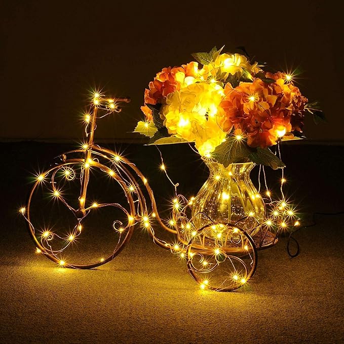 Minetom Fairy Lights Plug in, 66Feet 200LEDs Warm White String Lights, Waterproof Flexible Silver Wire for Bedroom Dorm Wedding Garland Wreath Wall Mason Jar Indoor Outdoor Christmas Tree